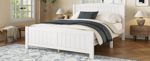 English Elm Queen Solid Wood Platform Bed Frame with Strong Support Slats, No Box Spring Needed, Modern White Finish Light White W1580P374312