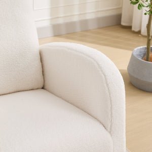 English Elm 27.2"w Wingback Glider Rocker Polyester Nursery Chair with Walnut Rubberwood Base W3188P304604