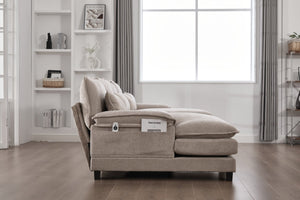 English Elm United We Win U-Shaped Chenille Sectional Couch, 4-Seat Modular Sofa With Memory Foam & Storage W1568S00219-GIGA