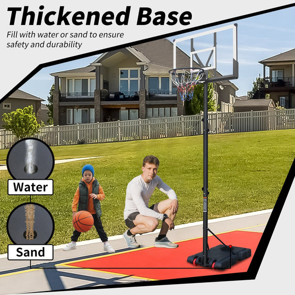 English Elm Use Adjustable Polycarbonate Basketball Hoop System with Steel Frame and Portable Base W1408P295941