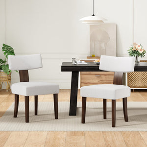 English Elm Upholstered Armless Dining Chairs Set of 2 Solid Hardwood Frame Curved Back Kitchen Beige,Walnut T3623P433674