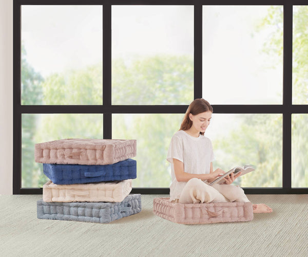 English Elm Poly Chenille Square Floor Pillow Cushion Plush 24x24 Inch Soft Polyester Seat Pad for Cozy Living Spaces Blush 3.22 L x 23.03 W x 12.8 H B035P280522
