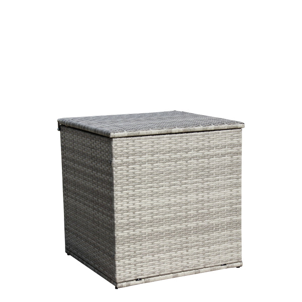 English Elm 4 Piece Patio Sectional Wicker Rattan Outdoor Furniture Sofa Set with Storage Table, Beige Cushions, Tempered Glass Grey W209S00014