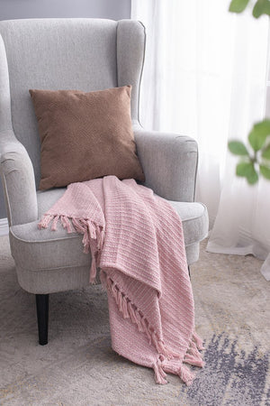 English Elm 50X60" Decorative Cotton Throw Blanket Set - 2 Pack In Pink & Tan With Playful Tassels For Cozy Style W2078P345497