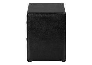English Elm Nightstand, Upholstered Leather-Look Accent Table with Two Drawers, Chrome Knob, No Assembly Required Black 22 L x 17 W x 22 H B2710P219502