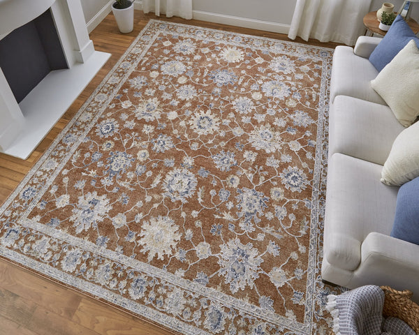 Feizy Rugs Pasha Collection Vibrant Floral Low Pile Rug – Stain-resistant, Soft, And Perfect For High-traffic Areas Red,Ivory,Blue Polyester Pas39m7fterivye70