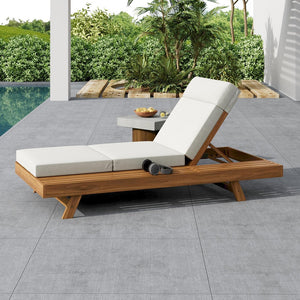 English Elm Christopher Knight Home® - Lounge Chaise Set With Adjustable Headrest - Elegant Acacia Wood & Water-Resistant Cushions For Comfort N770P253442T_N770P285267C