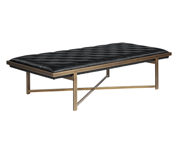 Sunpan Kayla Bench - Opulent Transitional Design with Tufted Upholstery and Elegant X-Base Frame Vintage Black
