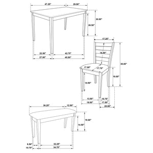 English Elm Arvin Cappuccino 5 Piece Dining Set with Bench, Tapered Legs, Faux Leather Seats, Modern Oak Finish B062P337752