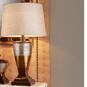 English Elm 30" Tall Polyresin Table Lamp "Naomi" - Egyptian Elegance With Silvery Shade For Timeless Decor B072116208