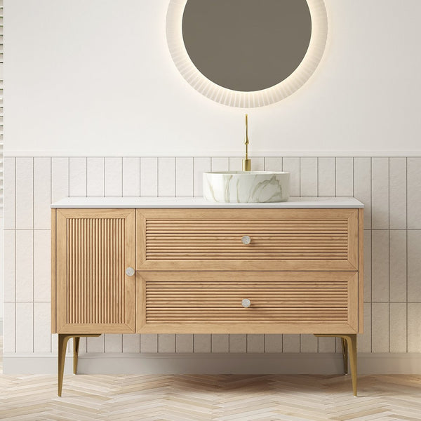 English Elm Dipa 48 Inch Floating Bathroom Vanity Walnut Cabinet Sintered Stone Top Led Sensor W2615S00478