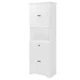 English Elm Tall Bathroom Cabinet With Four Doors, Large Storage Space Open Shelve, Upper Storage Cabinet, White