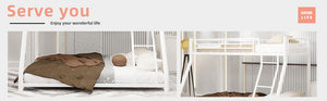 English Elm Metal Twin Over Full Bunk Bed With Removable Stairs, Heavy-Duty Frame & 12" Under-Bed Storage Space W1935P195937