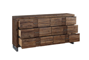 English Elm Andria Reclaimed Oak Finish Dresser with 6 Soft-Glide Drawers, Felt-Lined Top & Dovetail Craftsmanship B2726P257352