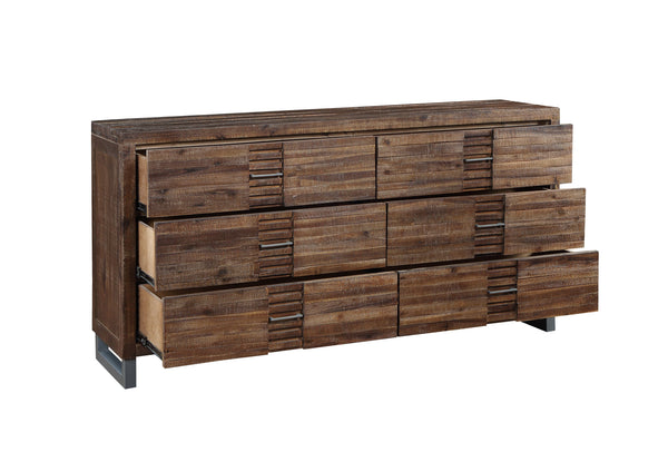 English Elm Andria Reclaimed Oak Finish Dresser with 6 Soft-Glide Drawers, Felt-Lined Top & Dovetail Craftsmanship B2726P257352