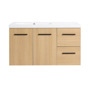 English Elm 36" Floating Bathroom Vanity Light Oak Finish Modular Cabinet with Gel Coat Sink Top W3450S00078
