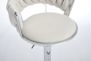 English Elm Set of 2 Velvet Bar Stools with Chrome Base Swivel Height Adjustment Plush Cushion Modern Comfort Cream W1249P247722