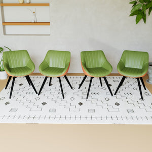 English Elm A set of 4 dining chairs featuring ergonomic PU upholstery, sturdy black metal legs and modern flair Green W2189S00745