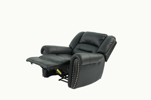 English Elm Modern Oversized Manual Recliner Chair Glider in Bonded Leather with Nailhead Trim and Plush Support Black 41 L x 31 W x 27 H B011P205581