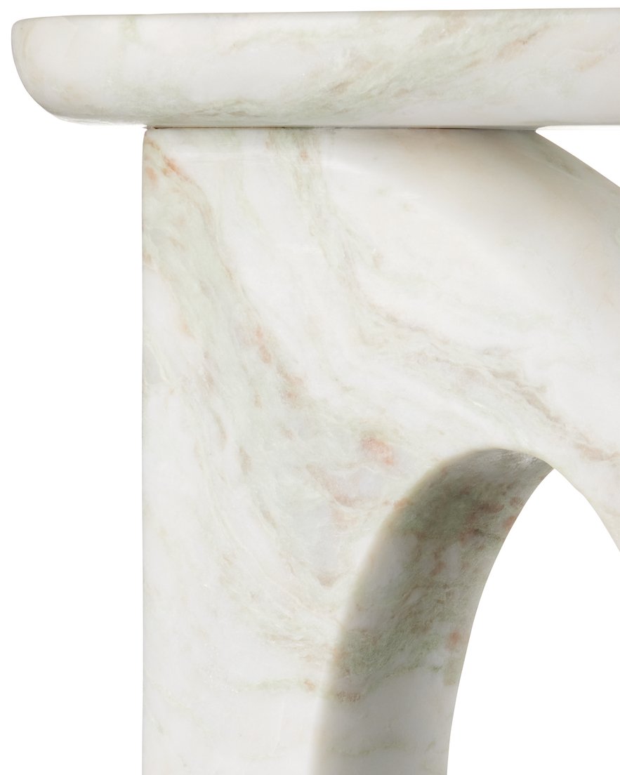 Currey & Company Bilbao Onyx Accent Table - Dramatic Design With Asymmetrical Top And Unique Veining For Stylish Décor White Aravali Onyx 3000-0327-currey-company