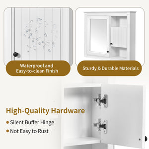 English Elm 32'' Modern Medicine Cabinet with Mirror, Wall-Mounted 3-Shelf Bathroom Storage, White MDF Finish N710P252505K