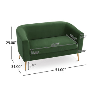English Elm Christopher Knight Home® - LOVESEAT modern 51" two-seater with textured fabric, firm foam & sinuous springs, sleek black legs for compact spaces Retro Green 74868.00IRNFRGRN