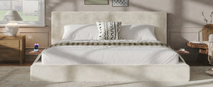 English Elm Airframe King Upholstered Bed Chenille Cloud Cushion Sliding Shelf Low Profile W1820P465973