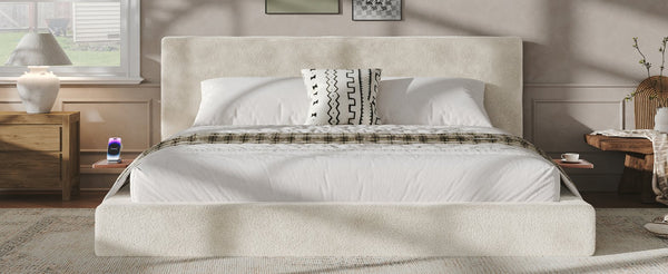 English Elm Airframe King Upholstered Bed Chenille Cloud Cushion Sliding Shelf Low Profile W1820P465973