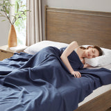 Madison Park Liquid Cotton Casual Blanket MP51N-8381 Navy