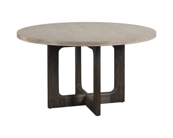 Sunpan Cypher Modern Dining Table Base with Grey Faux Marble Finish for Indoor and Outdoor Spaces Wood / White Ceruse