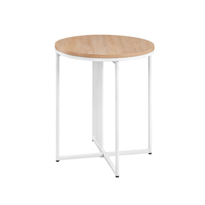 English Elm Walker Edison - Modern Metal-Slat Round Side Table Coastal Oak – Lightweight, Warp-Resistant MDF, Vertical Slat Accent, 100 lb Capacity B185P168896