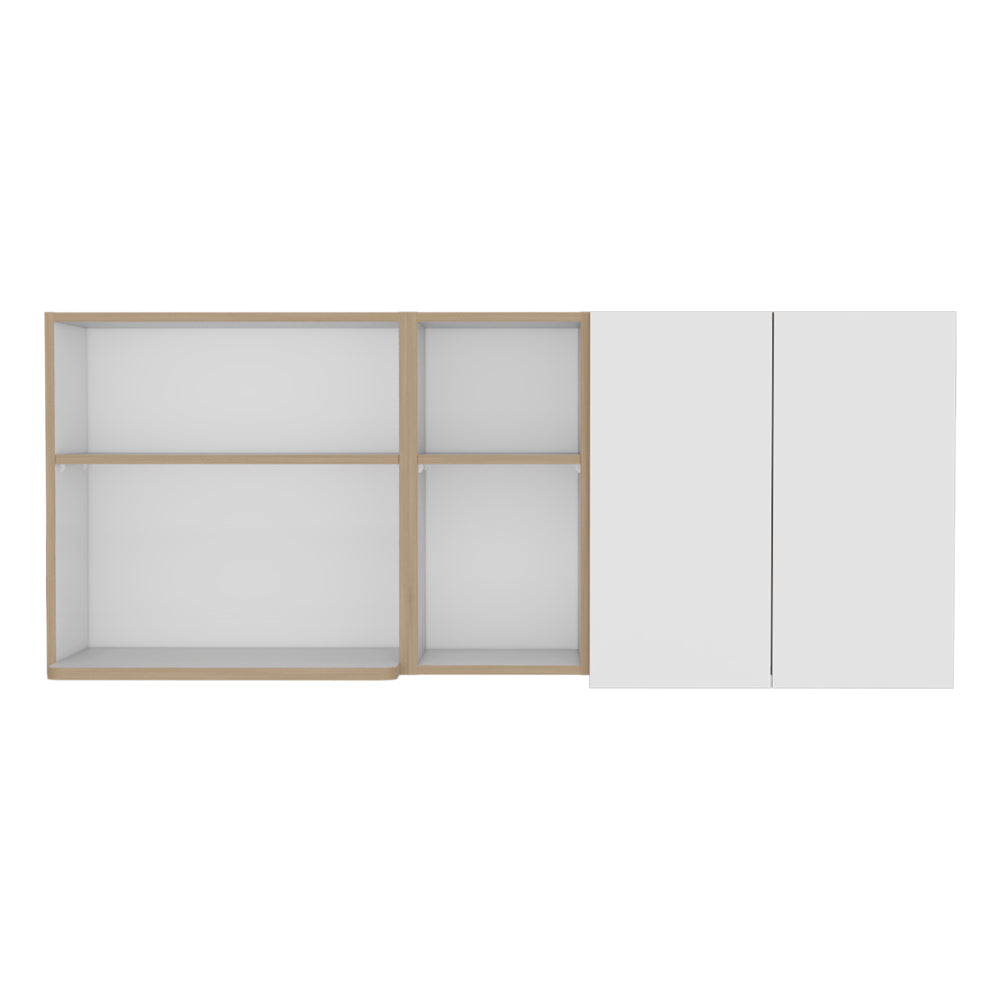 English Elm Nucla Wall Cabinet in White & Light Oak — Engineered Wood, Multi Compartments, Stylish Kitchen Storage B092P286136