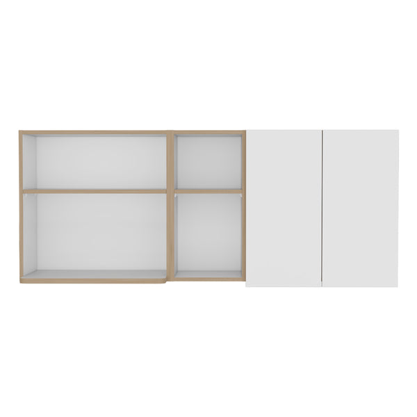 English Elm Nucla Wall Cabinet in White & Light Oak — Engineered Wood, Multi Compartments, Stylish Kitchen Storage B092P286136