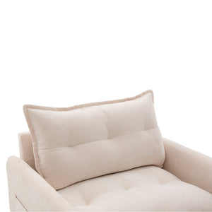 English Elm UNITED Swivel Barrel Chair with Chenille Upholstery, 360° Smooth Rotation, Padded Arm Comfort and Side Pockets for Living Room Relaxation Beige W1568P290083