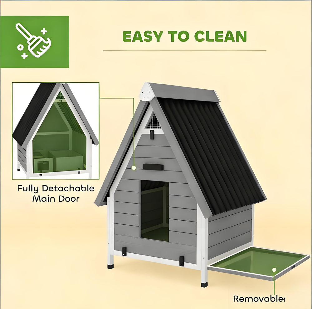 English Elm Pet Fir Wood Outdoor Chicken Coop Elevated Base Lockable Ramp All Weather Small Flock T3971P455204