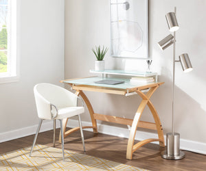 English Elm Chair with Silver Metal Frame and Padded Faux Leather Seat for Modern Dining Spaces B202P471300