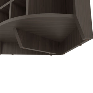 English Elm Hampton Tall Bar Cabinet with Wine Rack Glass Holder and Enclosed Storage Shelves B128S00207