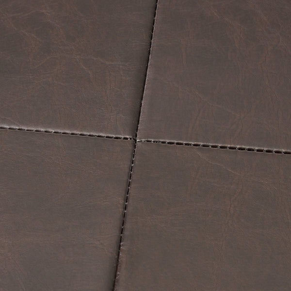 English Elm Christopher Knight Home® - Large Square Ottoman Bench in Brown Faux Leather with Birch Wood Legs, Oversized 35" Seat for Living Room Comfort and Storage 57313.00PU