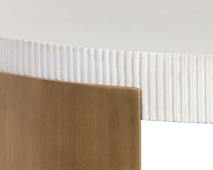 Sunpan Cavette Coffee Table - Elegant White Concrete & Brass Frame Design for Indoor & Outdoor Spaces