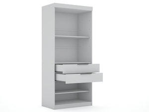 English Elm Mulberry 36" Wardrobe Closet with Adjustable Shelves, Sleek Aluminum Handles, Space-Saving Design White B365S00004