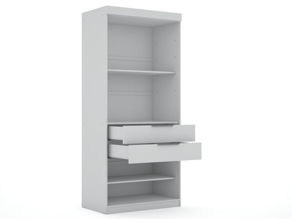 English Elm Mulberry 36" Wardrobe Closet with Adjustable Shelves, Sleek Aluminum Handles, Space-Saving Design White B365S00004