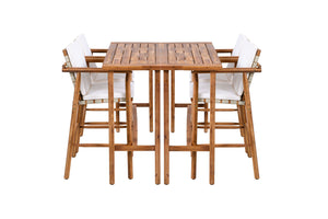 English Elm 6 Piece Acacia Wood Outdoor Bar Set with Cushioned Stools for Patio Poolside Dining N704G201254A