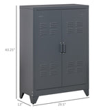 English Elm Homcom Industrial Steel Storage Cabinet Storage Organizer Gray