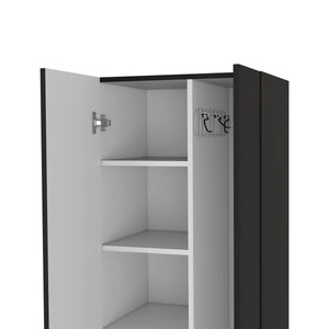 English Elm Norway Tall Broom Closet Pantry Cabinet with Five Shelves & Double Doors for Organized Cleaning B128S00105