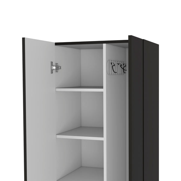 English Elm Norway Tall Broom Closet Pantry Cabinet with Five Shelves & Double Doors for Organized Cleaning B128S00105