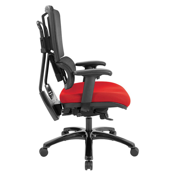 OSP Home Furnishings Vertical Mesh Back Ergonomic Manager Chair with Synchro Tilt and Polished Aluminum Base Red 99663B-9