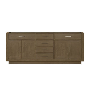 English Elm Grey Oak Double Bath Vanity - Stylish 80" W Midcentury Design With Ample Storage & Soft-Close Features B2731P257820