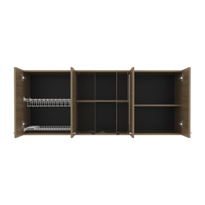 English Elm Wall Cabinet sleek 47.2" W x 23.6" H engineered wood wall-mounted storage with four doors, shelves, organizer and eco-safe compliance Natural Wood 69.29 L x 17.72 W x 5.91 H B097P296840