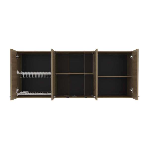 English Elm Wall Cabinet sleek 47.2" W x 23.6" H engineered wood wall-mounted storage with four doors, shelves, organizer and eco-safe compliance Natural Wood 69.29 L x 17.72 W x 5.91 H B097P296840