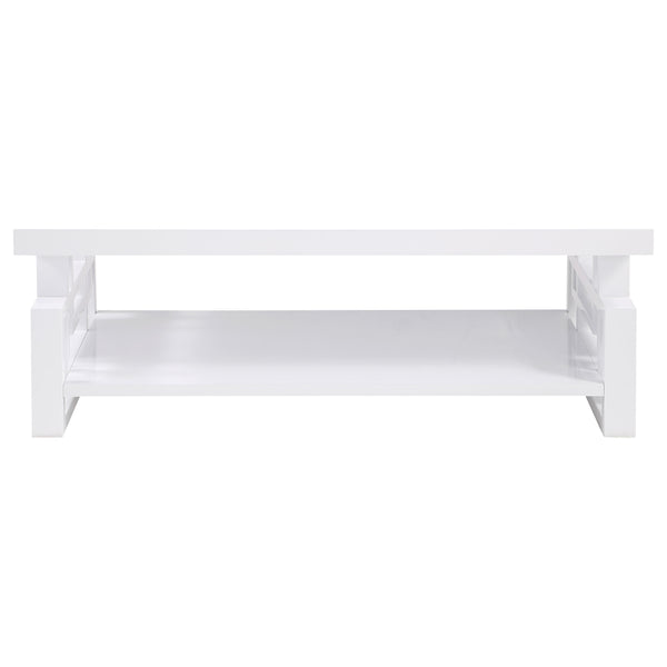 English Elm Fletcher Gloss White Lacquer Coffee and End Table Set for Modern Living Rooms B062S01661